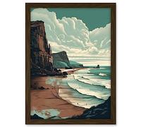 Artery8 Bay with Cliffs Dramatic Coastal Landscape Artwork Framed A3 Wall Art Print