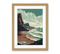 Artery8 Bay with Cliffs Dramatic Coastal Landscape Artwork Framed Wall Art Print 18X24 Inch