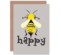 Artery8 Be Happy Riddle Bee Greetings Card in Grey Artery8 Grey