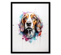 Artery8 Beagle Lovers Gift Watercolour Pet Portrait Painting Artwork Artwork Framed Wall Art Print A4