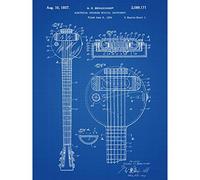 Artery8 Beauchamp Electrical Fry Pan Guitar 1937 Patent Plan Premium Wall Art Canvas Print 18X24 Inch