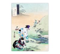 Artery8 Beauties Harvesting Bracken Vintage Japan Wall Art Print Gekko in Green | Size: W24" x H32" Artery8 Green W24" x H32"