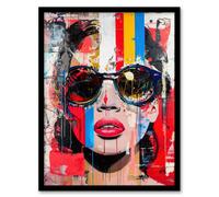 Beautiful Vintage Lady Shades Street Art Graffiti Framed Art Print Artery8 Multi A4