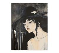 Artery8 Beautiful Woman in Hat Painting Goth Timeless Living Room Extra Large XL Wall Art Poster Print