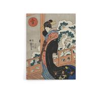Artery8 Beauty on Veranda Vintage Japan Ukiyo E Kuniyoshi Canvas Wall Art | Size: W24" x H32" Artery8 Multicolor W24" x H32"