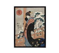 Artery8 Beauty on Veranda Vintage Japan Ukiyo E Kuniyoshi Framed Canvas Art | Size: W24" x H32" Artery8 Multicolor W24" x H32"