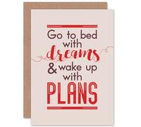 Artery8 Bed Dreams Plans Wake Up Ambition Red Greetings Card Artery8 Red