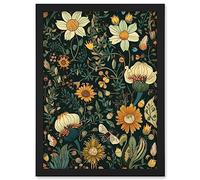 Artery8 Bee Flying over Flower Wildflower Spring Field Artwork Framed A3 Wall Art Print