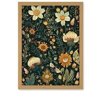 Artery8 Bee Flying over Flower Wildflower Spring Field Artwork Framed A3 Wall Art Print