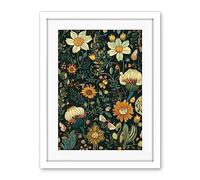 Artery8 Bee Flying over Flower Wildflower Spring Field Artwork Framed Wall Art Print 18X24 Inch