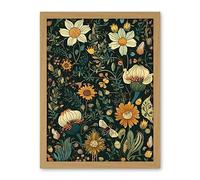 Artery8 Bee Flying over Flower Wildflower Spring Field Artwork Framed Wall Art Print 18X24 Inch