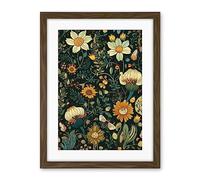 Artery8 Bee Flying over Flower Wildflower Spring Field Artwork Framed Wall Art Print 18X24 Inch