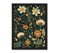 Artery8 Bee Flying over Flower Wildflower Spring Field Artwork Framed Wall Art Print 18X24 Inch