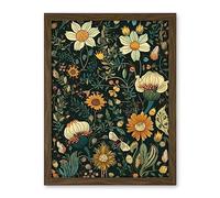 Artery8 Bee Flying over Flower Wildflower Spring Field Artwork Framed Wall Art Print 18X24 Inch