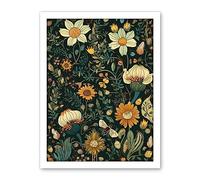 Artery8 Bee Flying over Flower Wildflower Spring Field Artwork Framed Wall Art Print 18X24 Inch