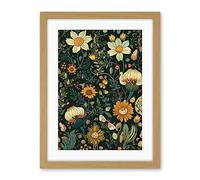 Artery8 Bee Flying over Flower Wildflower Spring Field Artwork Framed Wall Art Print 18X24 Inch