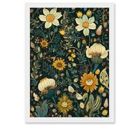 Bee Flying over Flower Wildflower Spring Field Artwork Framed Wall Art Print A4 Artery8 White One Size