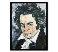 Artery8 Beethoven Classical Music Composer Portrait Wall Art Print - A4 Size