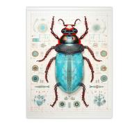 Artery8 Beetle Bug Microphone Robot Hybrid Schematic Blueprint Futuristic Secret Complex Arcane Manuscript Gift For Him Man Cave Unframed Wall Art Artery8 Multicolor W12" x H16"