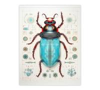 Artery8 Beetle Bug Microphone Robot Hybrid Schematic Blueprint Futuristic Secret Complex Arcane Manuscript Gift For Him Man Cave Large Wall Art Poster Print Thick Paper 18X24 Inch