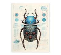 Artery8 Beetle Robot Hybrid Secret Military Schematic Blueprint Futuristic Complex Arcane Manuscript Gift For Him Man Cave Extra Large XL Wall Art Poster Print