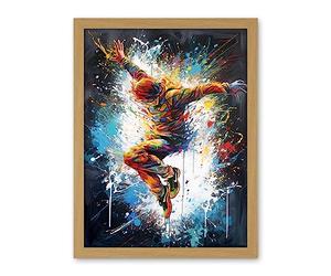 Artery8 Before the Land Parkour Jump Paint Splat Portrait Artwork Framed Wall Art Print 18X24 Inch