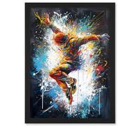 Artery8 Before the Land Parkour Jump Paint Splat Portrait Artwork Framed Wall Art Print A4 in Black Artery8 Black