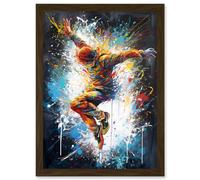 Artery8 Before the Land Parkour Jump Paint Splat Portrait Artwork Framed Wall Art Print A4 in Brown Artery8 Brown