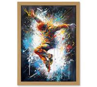 Artery8 Before the Land Parkour Jump Paint Splat Portrait Artwork Framed Wall Art Print A4 in Light Oak Artery8 Light Oak