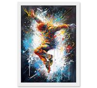 Artery8 Before the Land Parkour Jump Paint Splat Portrait Artwork Framed Wall Art Print A4 in White Artery8 White