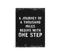 Artery8 Begins With One Step Motivational Quote Canvas Wall Art Print in Black | Size: W12" x H16" Artery8 Black W12" x H16"
