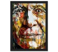 Artery8 Behind Every Face a Story Close Up Bold Painting Artwork Framed Wall Art Print A4
