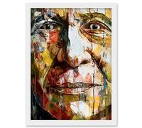 Artery8 Behind Every Face a Story Close Up Bold Painting Artwork Framed Wall Art Print A4