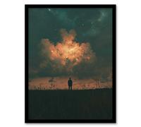 Artery8 Believe In Magic Dreamy Firefly Cloud Magical Sky Wall Art Print - A4 Size