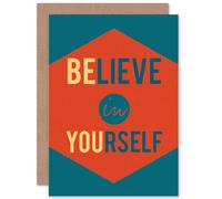 Artery8 Believe Yourself Be You Blue Greetings Card in Red Artery8 Red