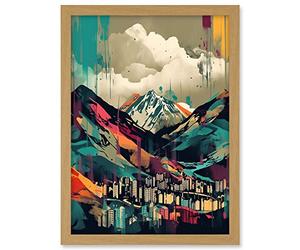 Artery8 Ben Nevis and Fort William Modern Bold Landscape Artwork Framed A3 Wall Art Print