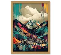 Artery8 Ben Nevis and Fort William Modern Bold Landscape Artwork Framed Wall Art Print A4