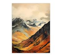 Ben Nevis In Glen Scotland Landscape Watercolour Painting Extra Large XL Unframed Wall Art Poster Print Artery8 Multi W24 inch x H32 inch