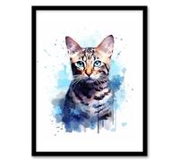Artery8 Bengal Cat Lovers Gift Watercolour Pet Portrait Painting Artwork Artwork Framed Wall Art Print A4