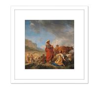 Artery8 Berchem Ruth & Boas Religious Painting 8X8 Inch Square Wooden Framed Wall Art Print Picture with Mount in White Artery8 White