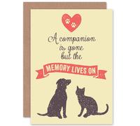 Artery8 Bereaved Sympathy Pet Cat Dog Greetings Card in Yellow Artery8 Yellow