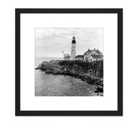 Artery8 Berenice Abbott Lighthouse Maine Sea Coast Photo 8X8 Inch Square Wooden Framed Wall Art Print Picture with Mount in Black Artery8 Black