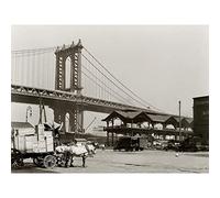 Artery8 Berenice Abbott South St Manhattan Bridge Photo Premium Wall Art Canvas Print 18X24 Inch