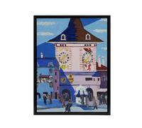 Artery8 Bern with Belltower Ernst Ludwig Kirchner Black Framed Canvas Wall Art | Size: W18" x H24" Artery8 Multicolor W18" x H24"