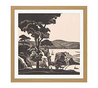 Artery8 Bernard Essers Breton Bay Trees Rocks Bw Landscape Square Wooden Framed Wall Art Print Picture 16X16 Inch