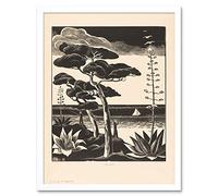 Artery8 Bernard Essers Coast At Saint-Raphael Bw Landscape Art Print Framed Poster Wall Decor 12x16 inch