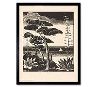 Artery8 Bernard Essers Coast At Saint-Raphael Bw Landscape Art Print Framed Poster Wall Decor 12x16 inch