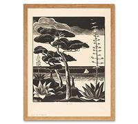 Artery8 Bernard Essers Coast At Saint-Raphael Bw Landscape Art Print Framed Poster Wall Decor 12x16 inch