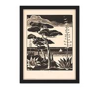 Artery8 Bernard Essers Coast At Saint-Raphael Bw Landscape Artwork Framed Wall Art Print 18X24 Inch