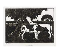 Artery8 Bernard Essers Two Cows Tree Bw Animal Landscape Art Print Canvas Premium Wall Decor Poster Mural